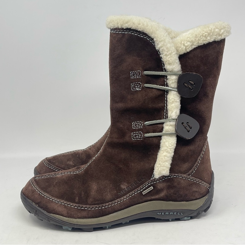Merrell Yarra Winter Boots Womens 6 Brown Suede Waterproof Primaloft Insulated View 2